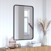 Flash Furniture Jada 24 x 36 Decorative Wall Mirror - Rounded Corners, Matte Black HMHD-22M199YBN-BK-GG